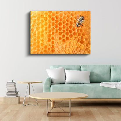 Bal Arısı - Altın Sarısı Petekte Çalışkan İşçi Kanvas Tablo