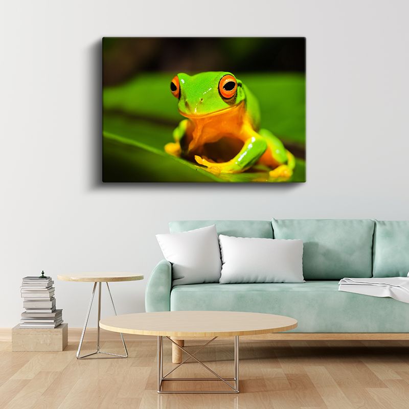Ağaç Kurbağası - Turuncu Ayaklı Yeşil Kahraman Kanvas Tablo