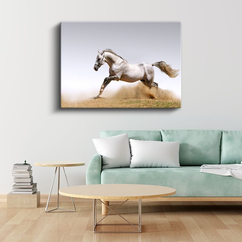 Beyaz At - Kumda Dans Eden Asil Ruh Kanvas Tablo