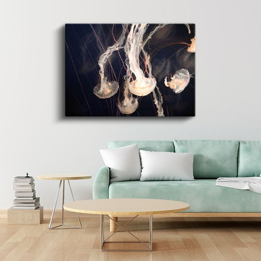 Denizanaları - Derin Sularda Zarif Dans Kanvas Tablo