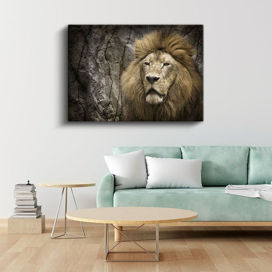 Aslan Portresi - Heybetli Yeleli Kral Kanvas Tablo