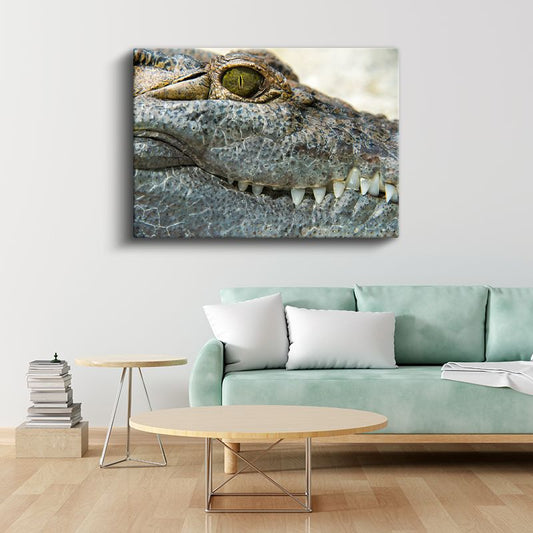 Timsahın Bakışı - Keskin Gözlerin Gizemi Kanvas Tablo