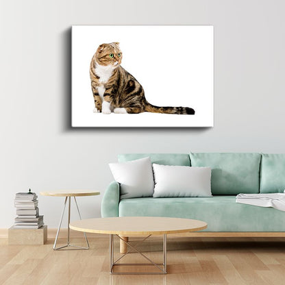 Yeşil Gözlü Kedi - Çizgili Tüylerin Asaleti Kanvas Tablo