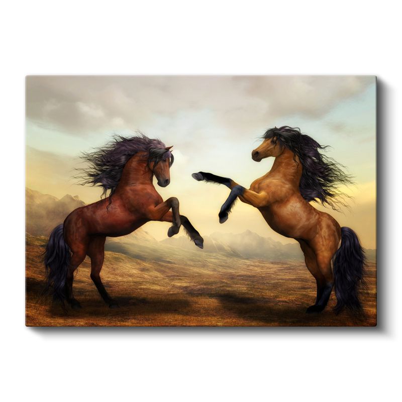 Şaha Kalkan Atlar - Kahverengi Güzellerin Dansı Kanvas Tablo