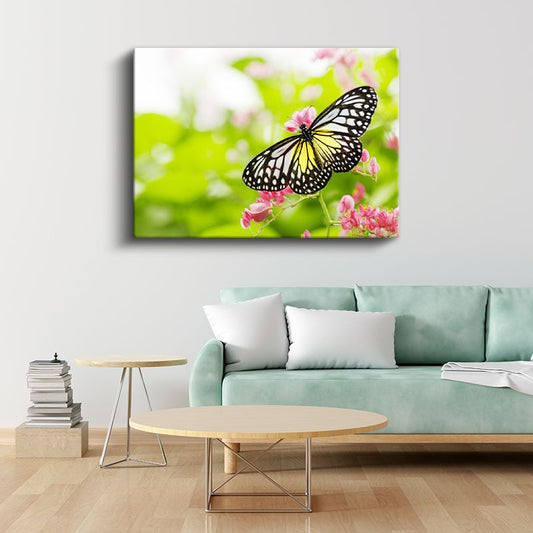 Kelebek Zarafeti - Sarı Siyah Kanatların Dansı Kanvas Tablo