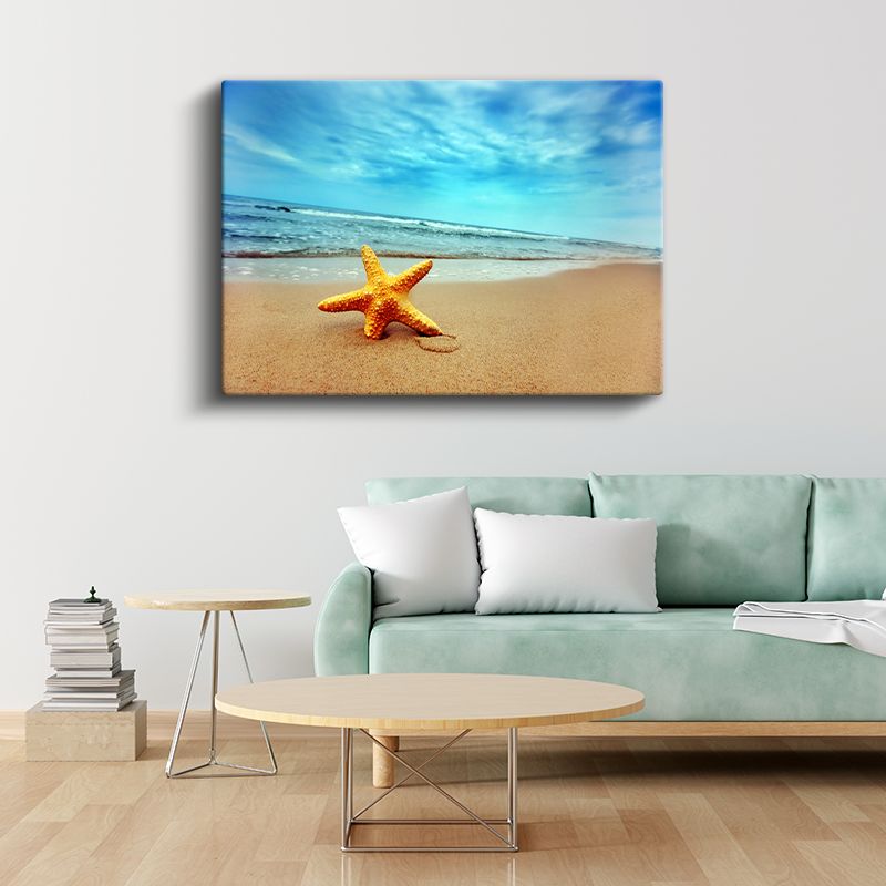 Sarı Denizyıldızı - Kumsal Üzerindeki Yalnız Güzellik Kanvas Tablo