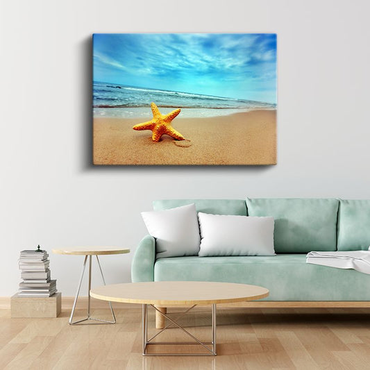 Sarı Denizyıldızı - Kumsal Üzerindeki Yalnız Güzellik Kanvas Tablo