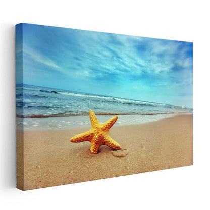 Sarı Denizyıldızı - Kumsal Üzerindeki Yalnız Güzellik Kanvas Tablo