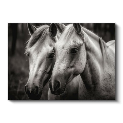 Beyaz Atlar - Siyah Beyaz Dünyada İki Dost Kanvas Tablo
