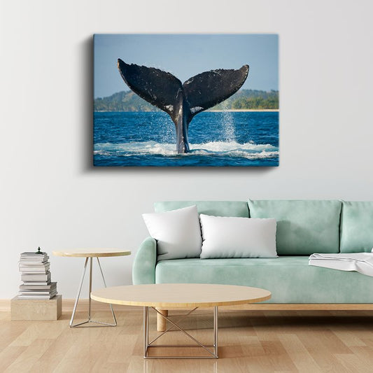 Balina Kuyruğu - Mavi Sularda Zarif Dalış Kanvas Tablo