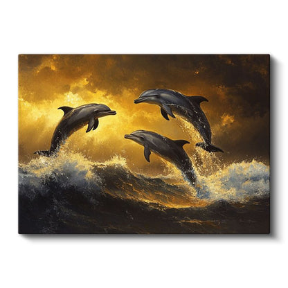 Altın Yunuslar - Sıçrayan Üçlünün Dansı Kanvas Tablo