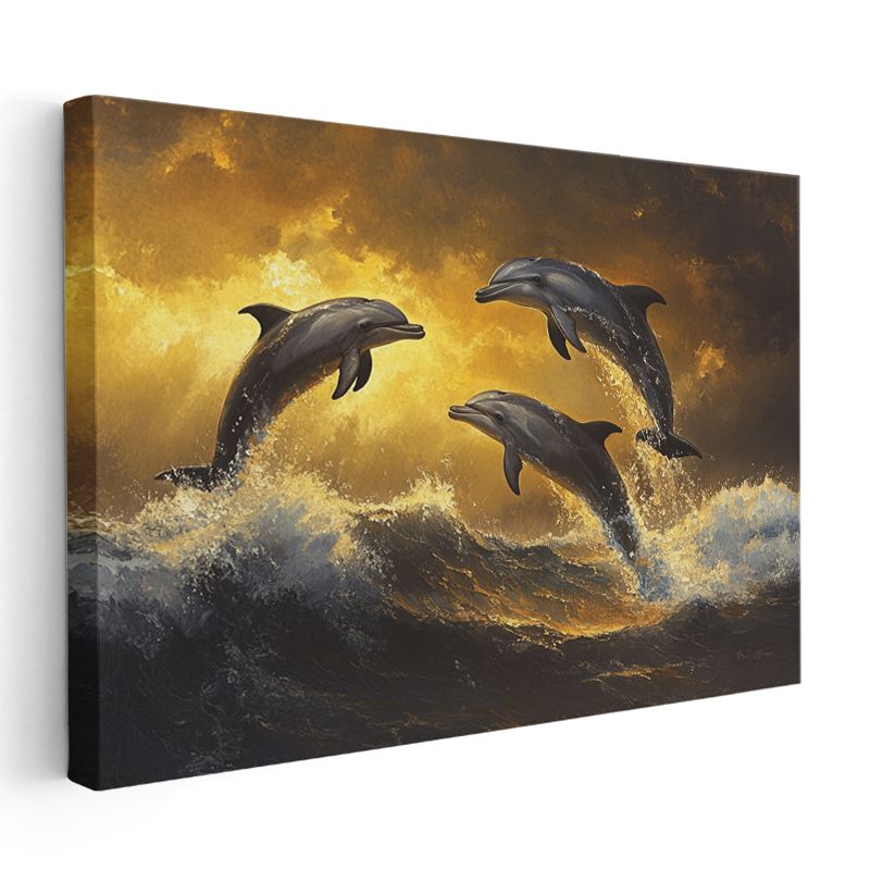 Altın Yunuslar - Sıçrayan Üçlünün Dansı Kanvas Tablo