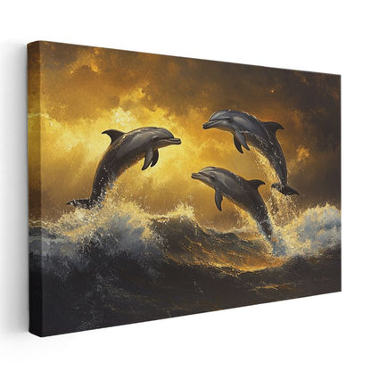 Altın Yunuslar - Sıçrayan Üçlünün Dansı Kanvas Tablo