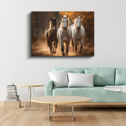 Koşan Atlar - Üç Güzelliğin Özgür Ruhu Kanvas Tablo