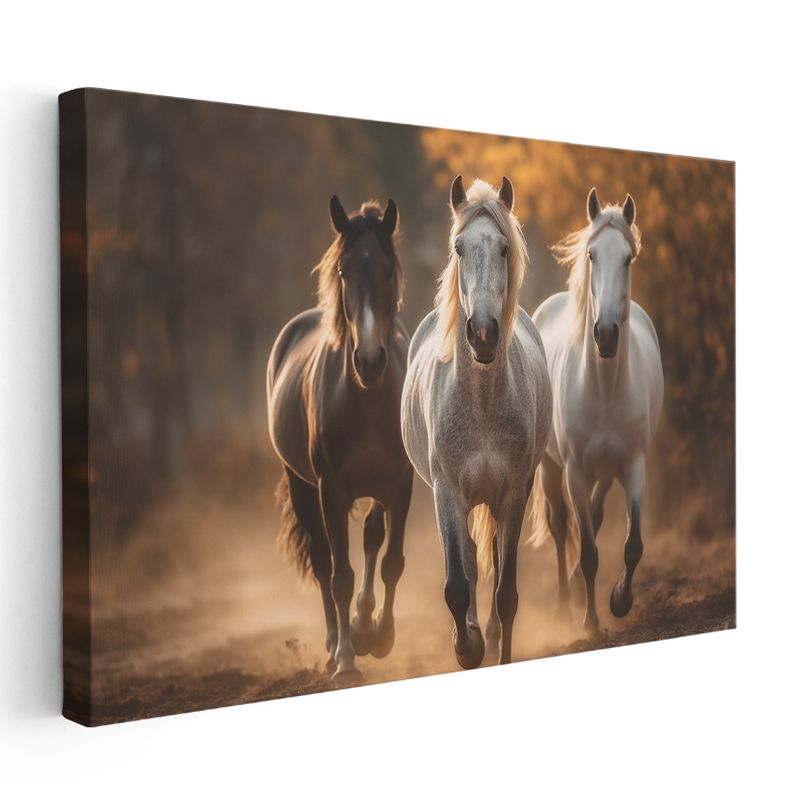 Koşan Atlar - Üç Güzelliğin Özgür Ruhu Kanvas Tablo