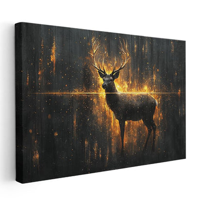 Altın Geyik - Karanlıkta Parlayan Silüet Kanvas Tablo