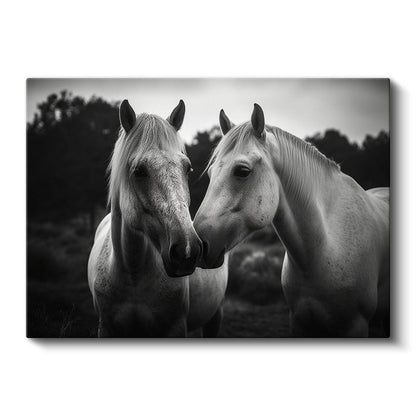 Beyaz Atlar - Dostluğun Zarif Buluşması Kanvas Tablo