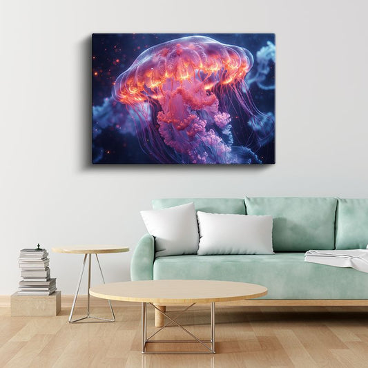 Pembe Denizanası - Derinliklerin Işıldayan Güzelliği Kanvas Tablo