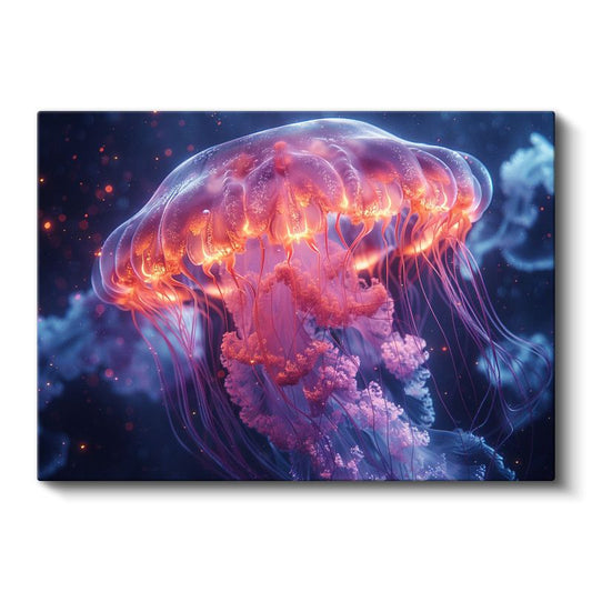 Pembe Denizanası - Derinliklerin Işıldayan Güzelliği Kanvas Tablo