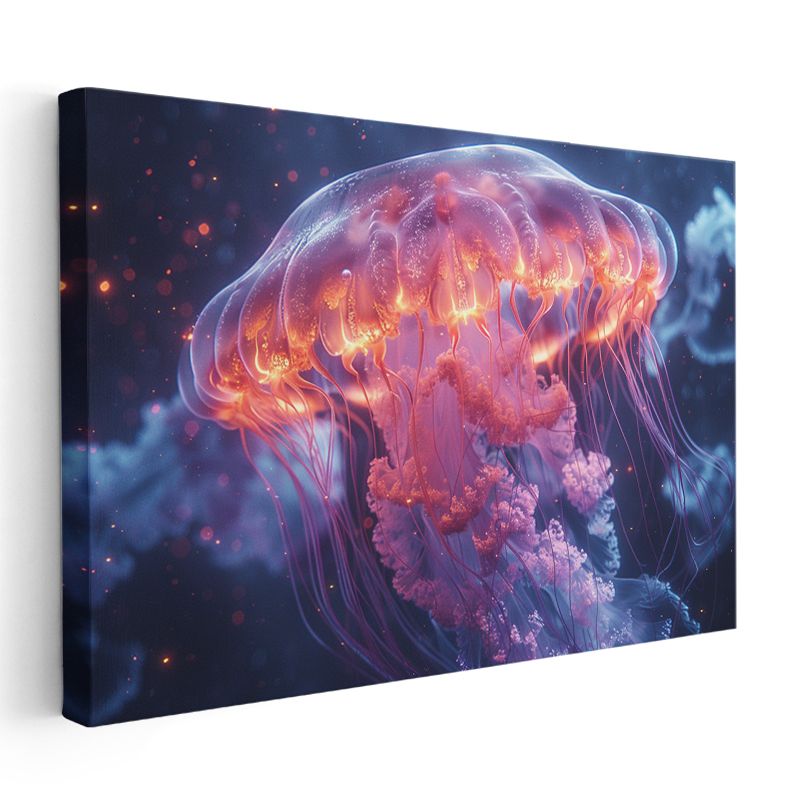 Pembe Denizanası - Derinliklerin Işıldayan Güzelliği Kanvas Tablo