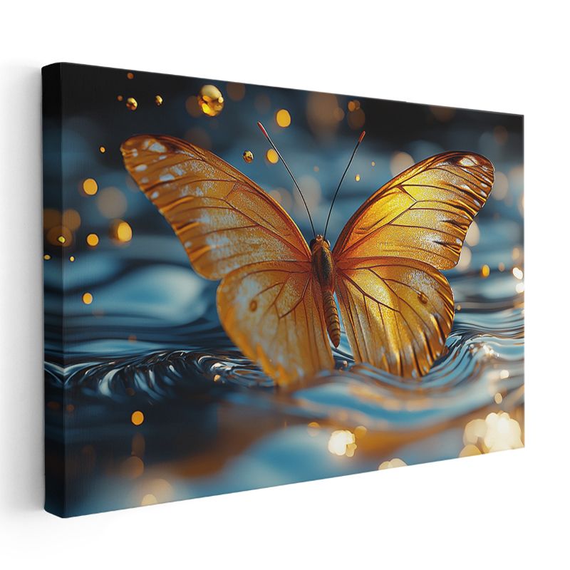 Altın Kelebek - Su Üzerinde Işıldayan Kanatlar Kanvas Tablo