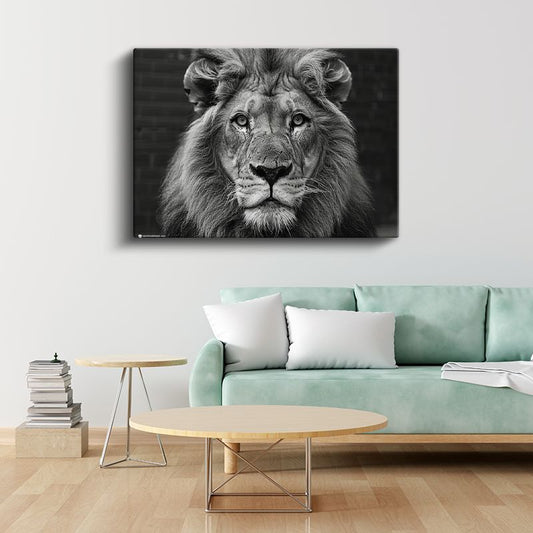 Aslan Portresi - Siyah Beyaz Asaletin Yüzü Kanvas Tablo
