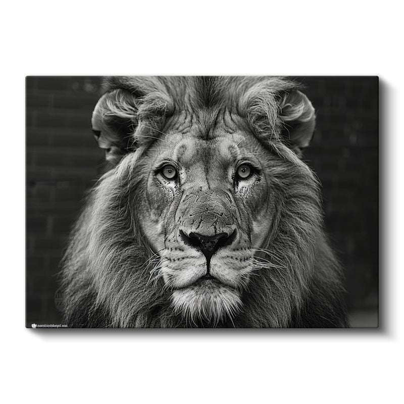 Aslan Portresi - Siyah Beyaz Asaletin Yüzü Kanvas Tablo