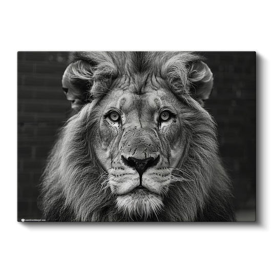 Aslan Portresi - Siyah Beyaz Asaletin Yüzü Kanvas Tablo