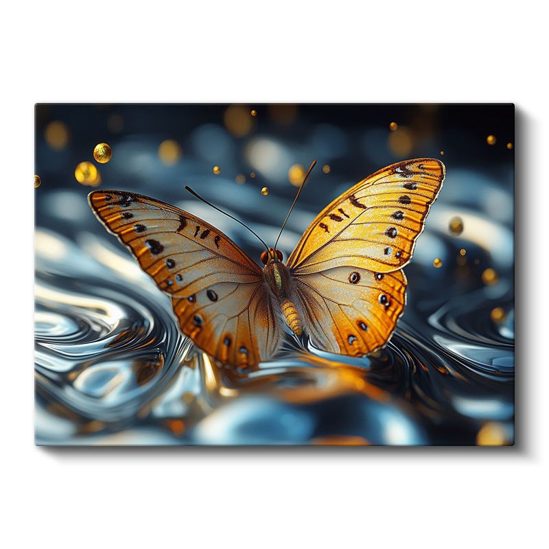 Altın Kelebek - Su Üzerinde Işıldayan Kanatlar Kanvas Tablo