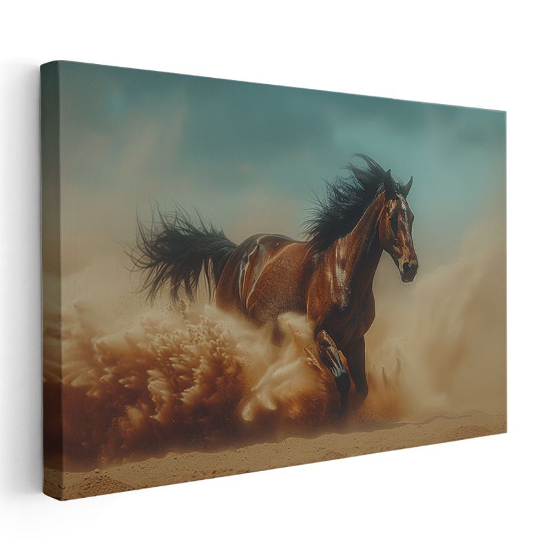 Kumda At - Tozlu Koşunun Dinamizmi Kanvas Tablo