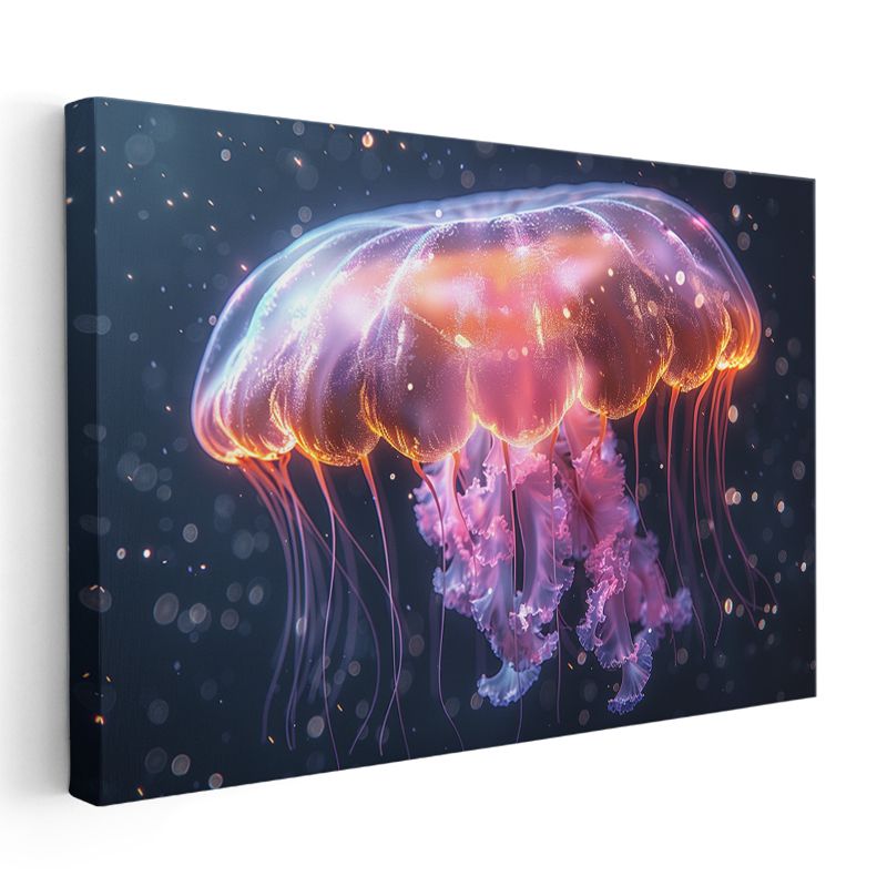 Işıklı Denizanası - Mor Pembe Derinliklerin Büyüsü Kanvas Tablo