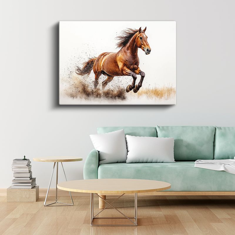 Kızıl Koşucu - Tozlu Arazide Özgür At Kanvas Tablo