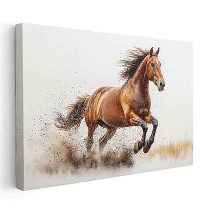 Kızıl Koşucu - Tozlu Arazide Özgür At Kanvas Tablo