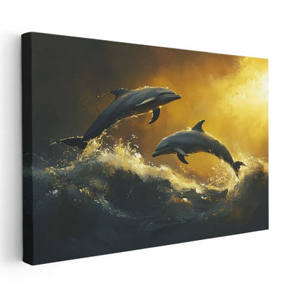 Altın Dalgalar - İhtişamlı Yunus Çifti Kanvas Tablo