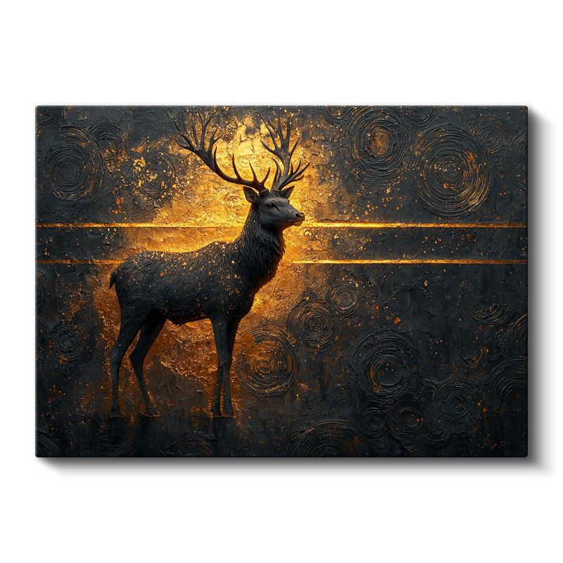 Altın Geyik - Karanlıkta Parlayan Heybetli Duruş Kanvas Tablo