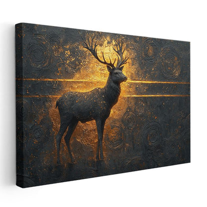 Altın Geyik - Karanlıkta Parlayan Heybetli Duruş Kanvas Tablo
