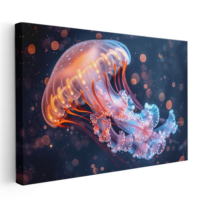 Işıltılı Denizanası - Derin Sularda Büyüleyici Dans Kanvas Tablo