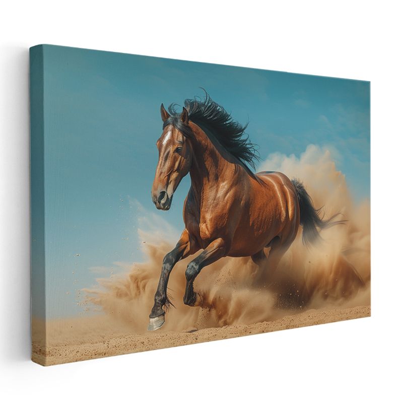 Çöl Atı - Kumda Güçlü Koşu Kanvas Tablo