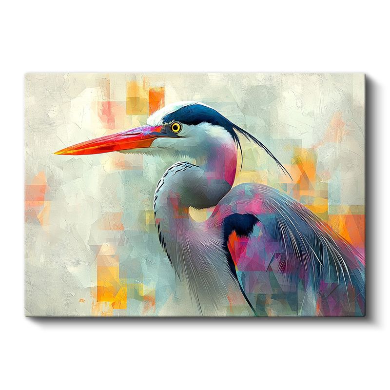 Renkli Balıkçıl - Modern Sanat Esintili Kuş Portresi Kanvas Tablo