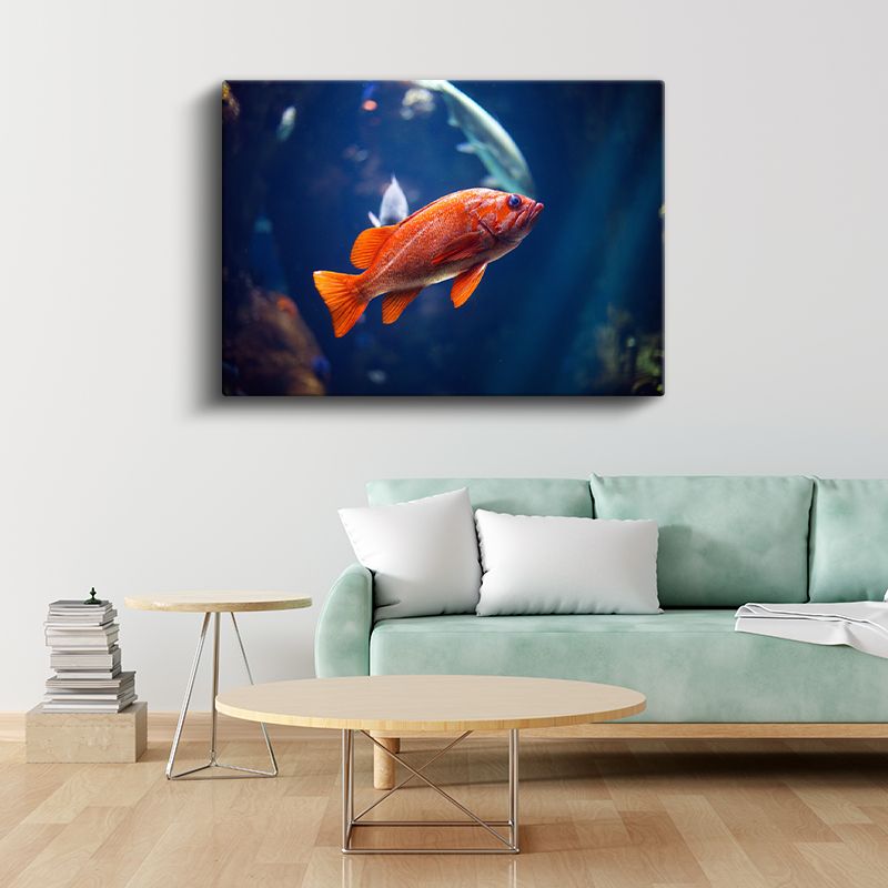Turuncu Balık - Mavi Derinliklerde Canlı Kontrast Kanvas Tablo