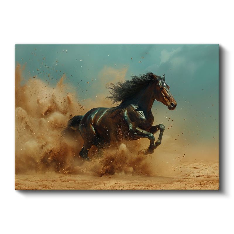 Çöl Atı - Kumda Güçlü Koşu Kanvas Tablo