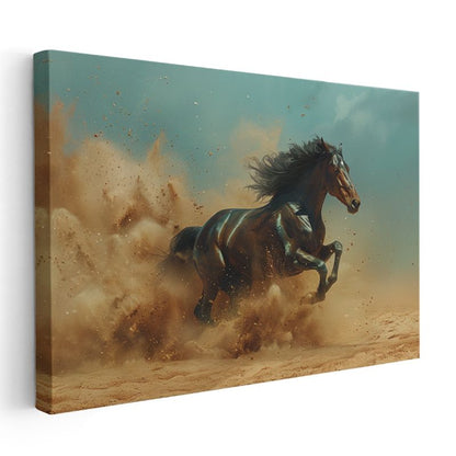 Çöl Atı - Kumda Güçlü Koşu Kanvas Tablo