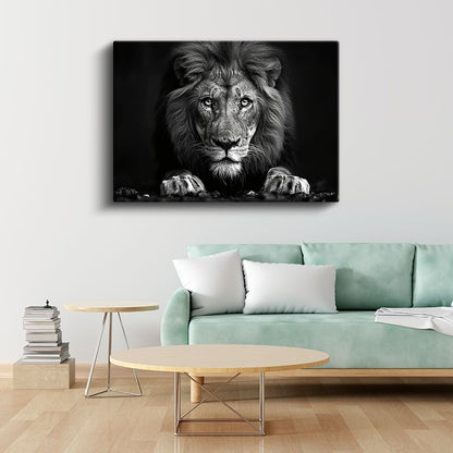 Karşıdan Aslan - Güçlü Bakışlar Kanvas Tablo