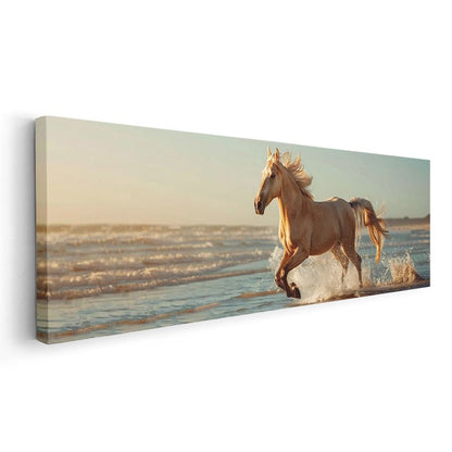 Sahil Koşusu - Altın Renkli Özgür At Kanvas Tablo