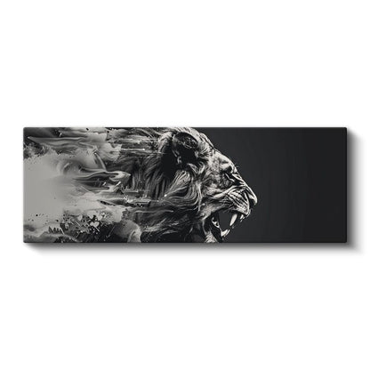 Kükreyen Aslan - Sanatsal Siyah Beyaz Aslan Portresi Kanvas Tablo
