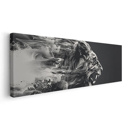 Kükreyen Aslan - Sanatsal Siyah Beyaz Aslan Portresi Kanvas Tablo