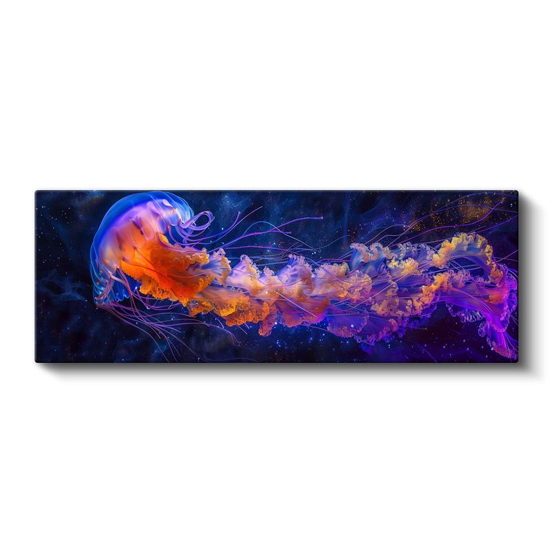Derin Denizanası - Mor ve Turuncu Tonlarında Denizanası Kanvas Tablo