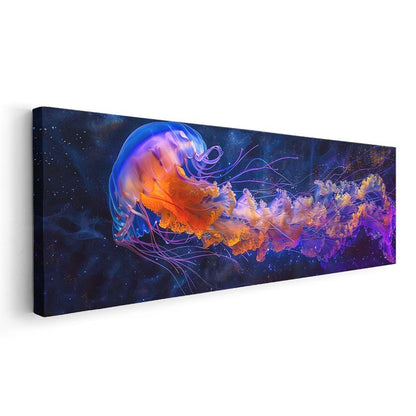Derin Denizanası - Mor ve Turuncu Tonlarında Denizanası Kanvas Tablo