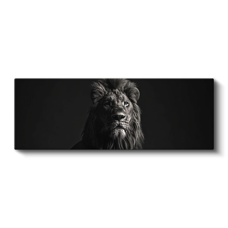 Karanlığın Kralı - Dramatik Siyah Beyaz Aslan Portresi Kanvas Tablo