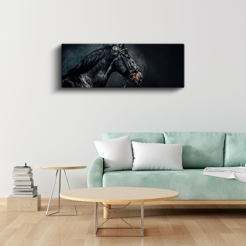 Siyah İnci - Karanlıkta Parlayan Yarış Atı Kanvas Tablo